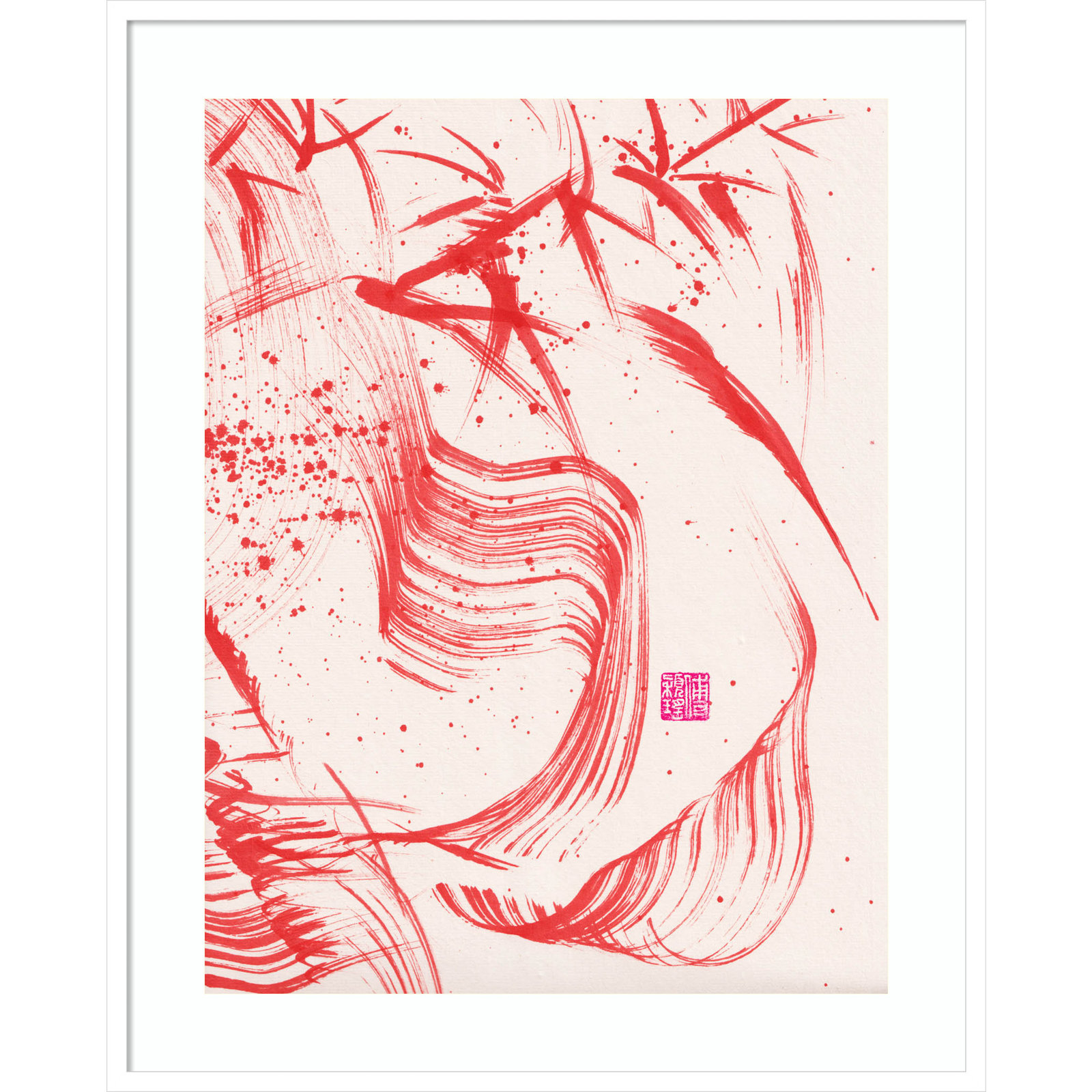Lemma "Zen Bamboo Ink Abstraction 2" Print, White, 41" H x 33" W