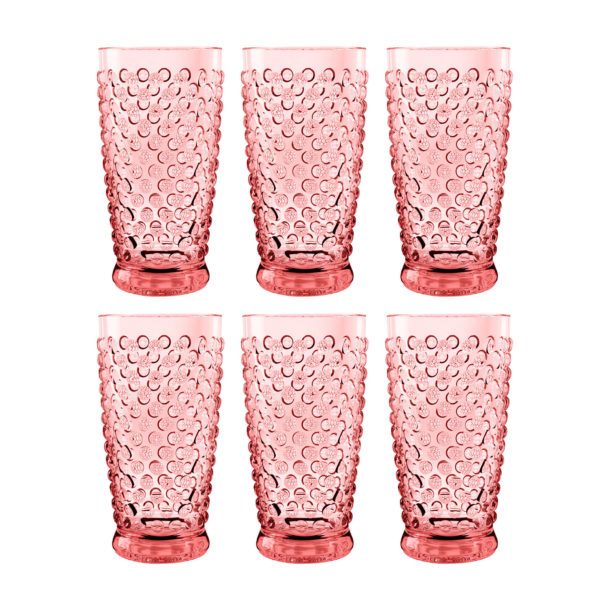 Hobnail Acrylic Drinking Glasses, Pink, 20 oz