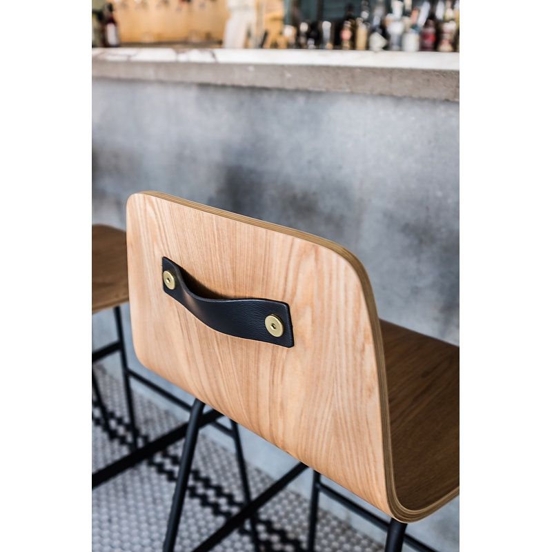 Lecture Upholstered Counter Stool, Bar Stool (30” Seat Height), Saddle Grey Genuine Leather