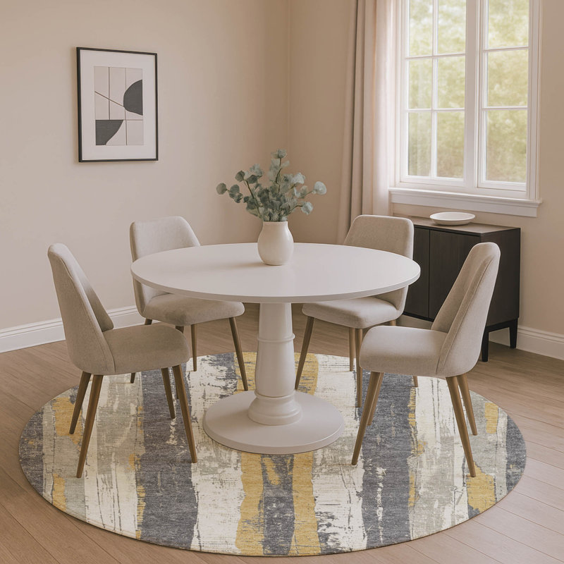 Premium Machine Washable Crestover AMF1872 Stripes Rug, Round 8'