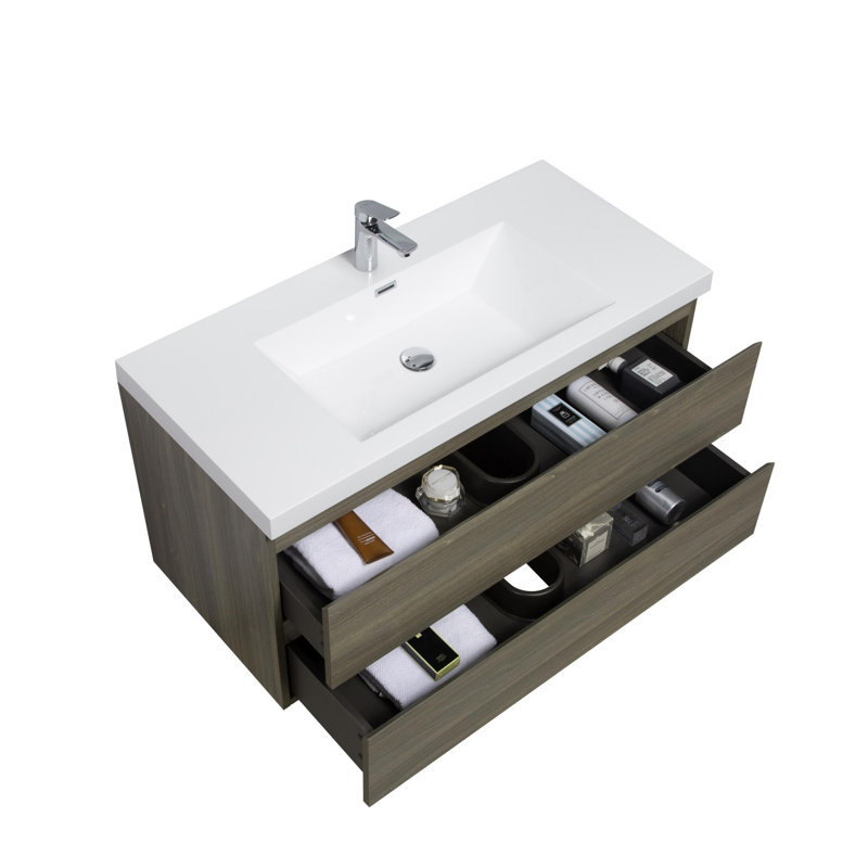Wall Mounted Bathroom Vanity, Gray