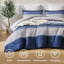 Housse de couette bohémienne à rayures bleues et blanches-116009398