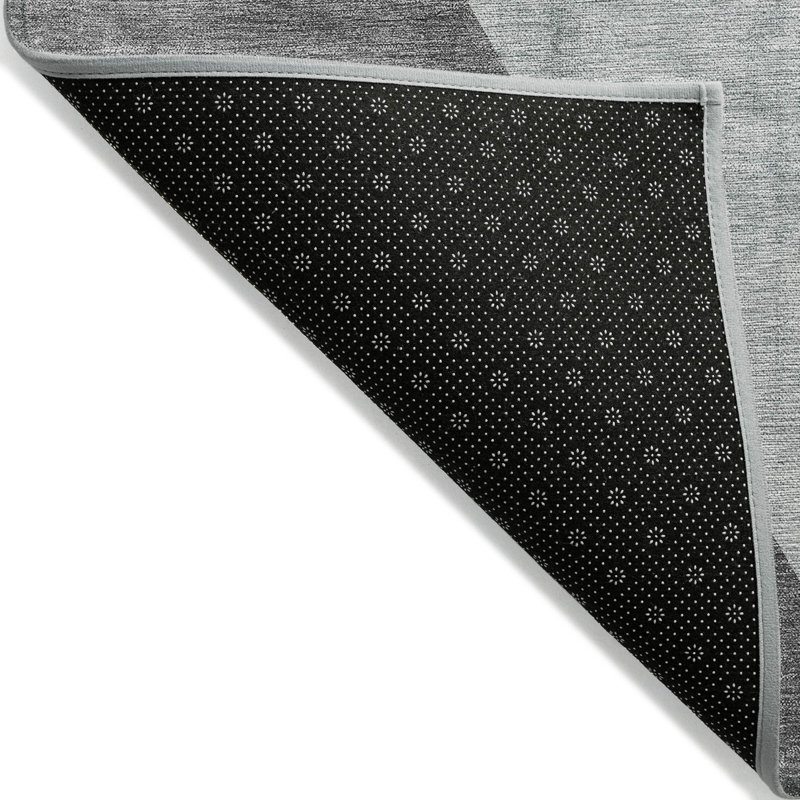 Tapis extérieur rond lavable abstrait bleu sarcelle et gris anthracite 8 pi 8 pi