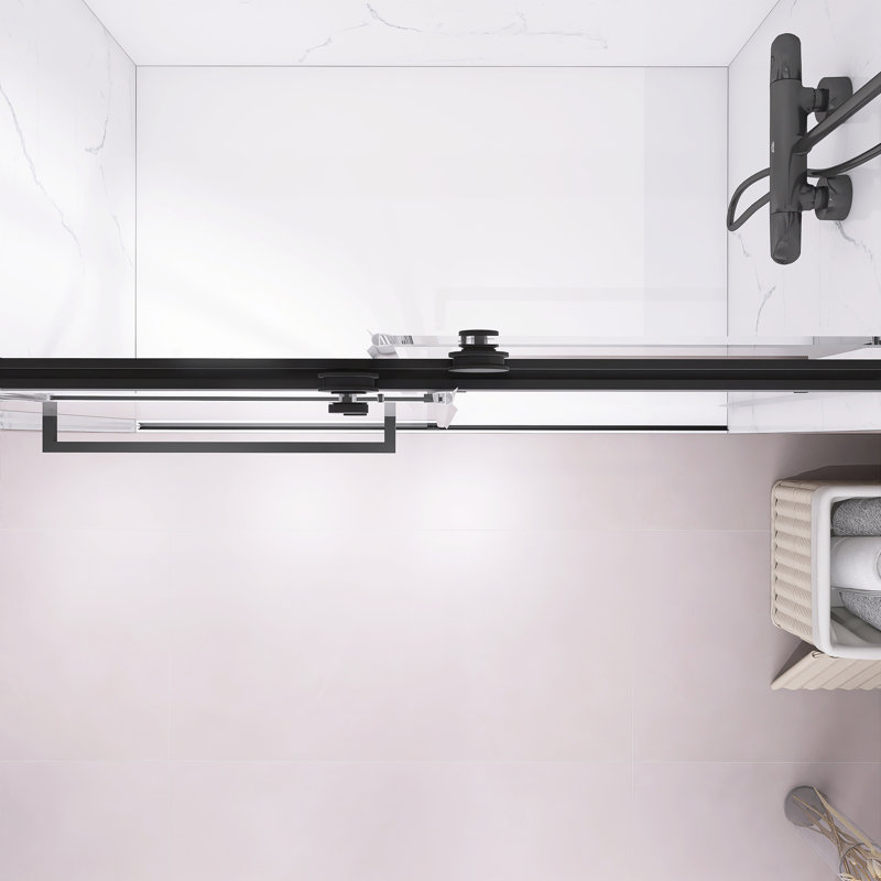 56" - 60" X 70" Frameless Double Sliding Shower Door With 5/16" (8Mm) Thick SGCC Tempered Clear Glass, With Buffer