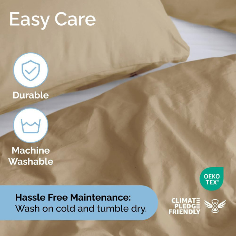 Premium 3-Piece Duvet Cover Set - Hotel Quality Soft & Cooling Comforter Cover With Zipper & Matching Pillowcases, Beige