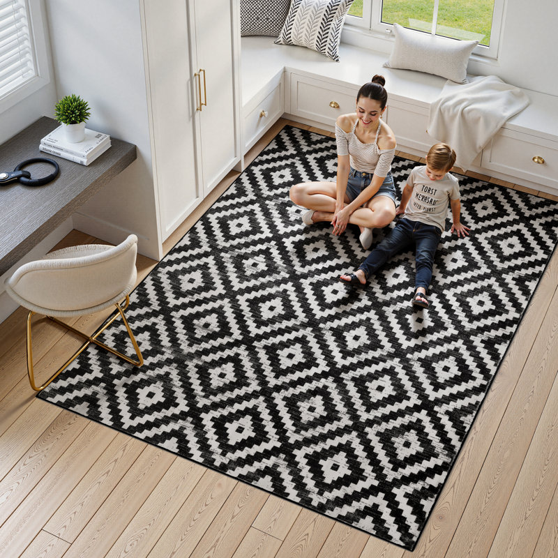 Mallku Geometric Machine Washable Area Rug Perfect for Living Room, Dining Room, Bedroom Decor, Rectangle 8' x 10'