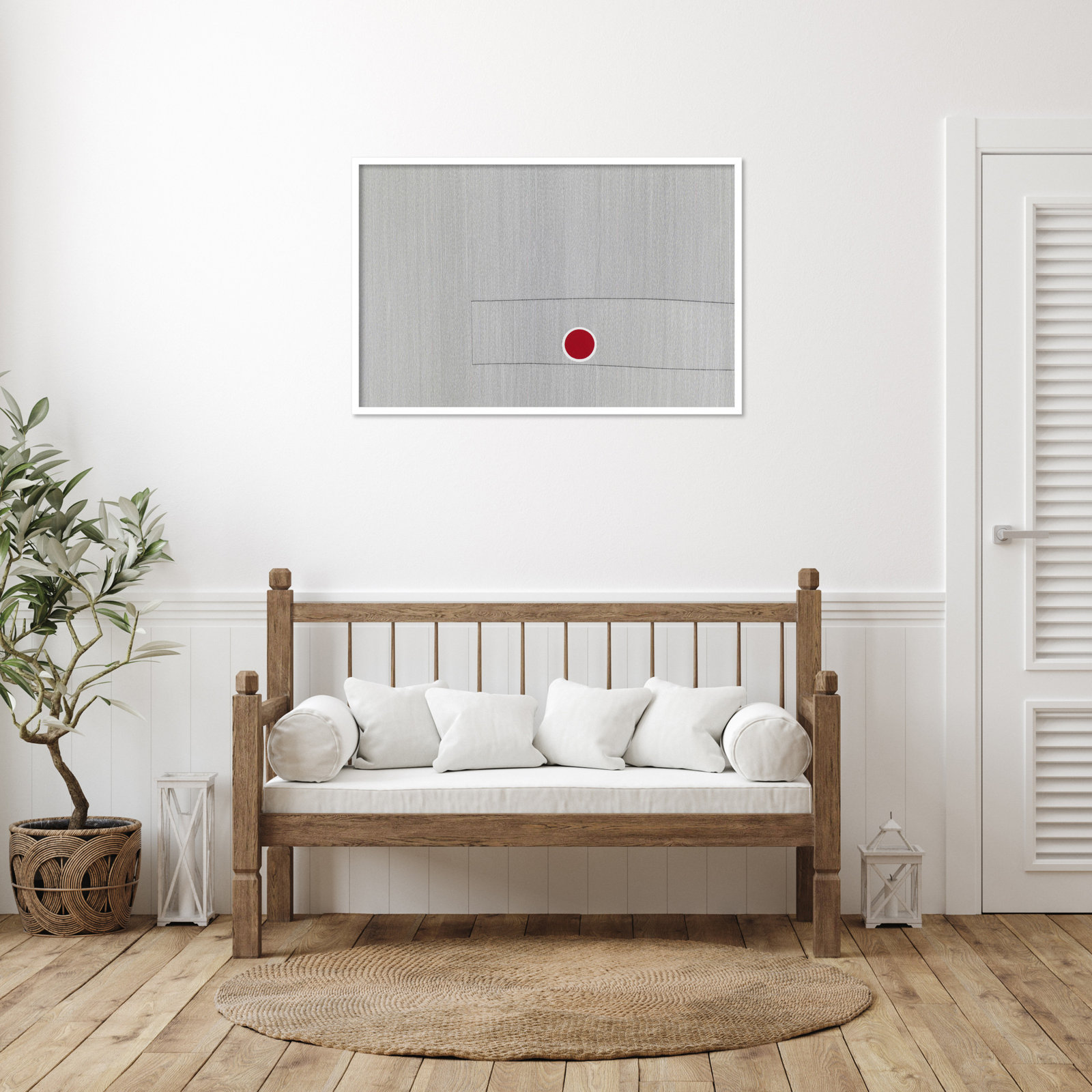 Grey Drawing Fifty Seven Print, White, 27" H x 41" W x 1" D