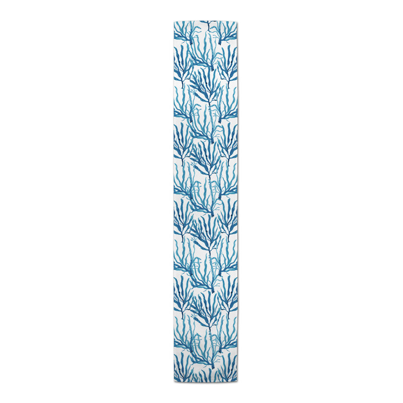 Marrero Floral Table Runner, Sky Blue, 72" L x 16" W