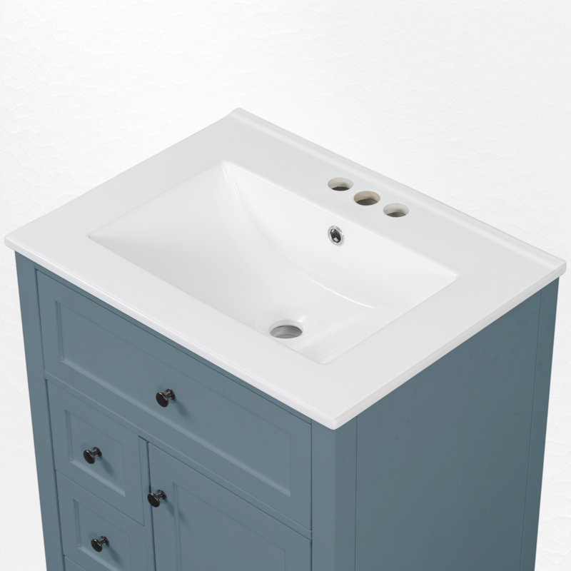 24" Single Bathroom Vanity Set, Black, Gray Blue