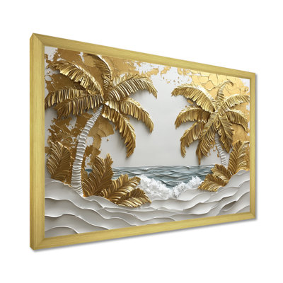 Colsyn Golden Cream Plams On The Beach I - Palms & Palm Trees Wall Art