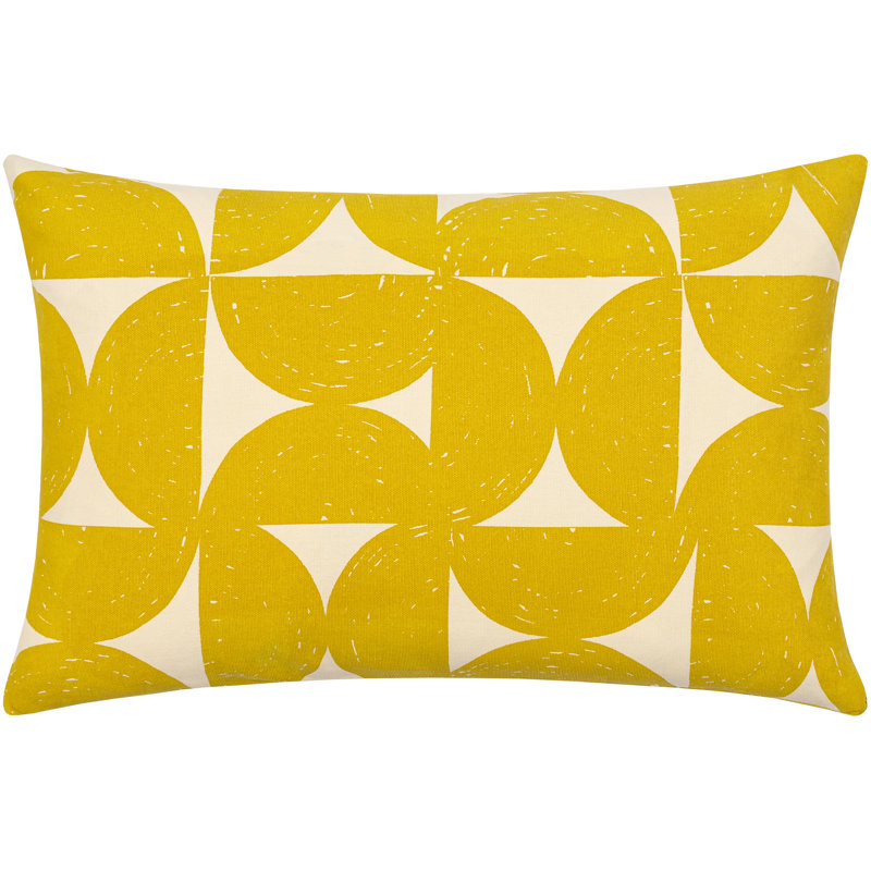 Coussin géométrique lombaire, Moutarde / beige