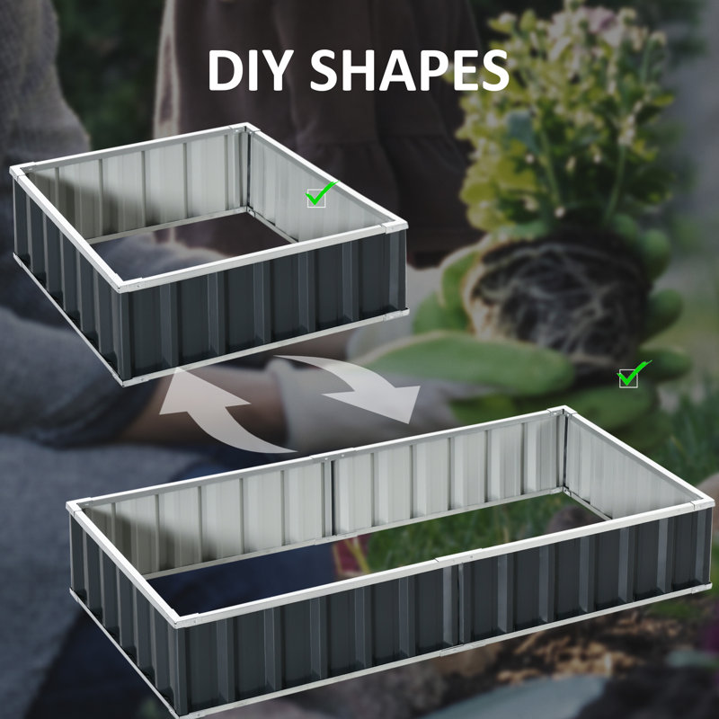 Large Dark Gray Metal Raised Garden Bed for Outdoor Spaces