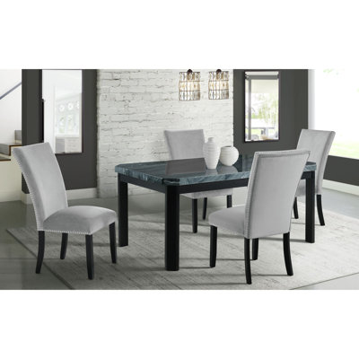 Parke 4 - Person Faux Marble Top Four Leg Dining Set