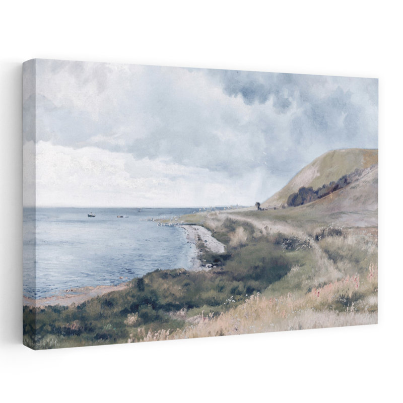 Paysage de bord de mer abstrait, paysage côtier, H 36 po x l 24 po