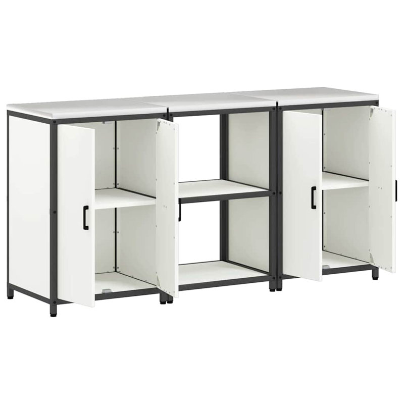  Kitchen Storage Set With Shelf 3 Pcs Black 180 X 50 X 92 Cm, White