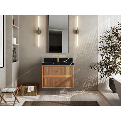 Sonoma Floating Teak 30'' Single Bathroom Vanity with Top