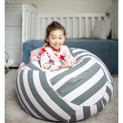 Housse pour fauteuil à billes avec rangement en peluche - Gris