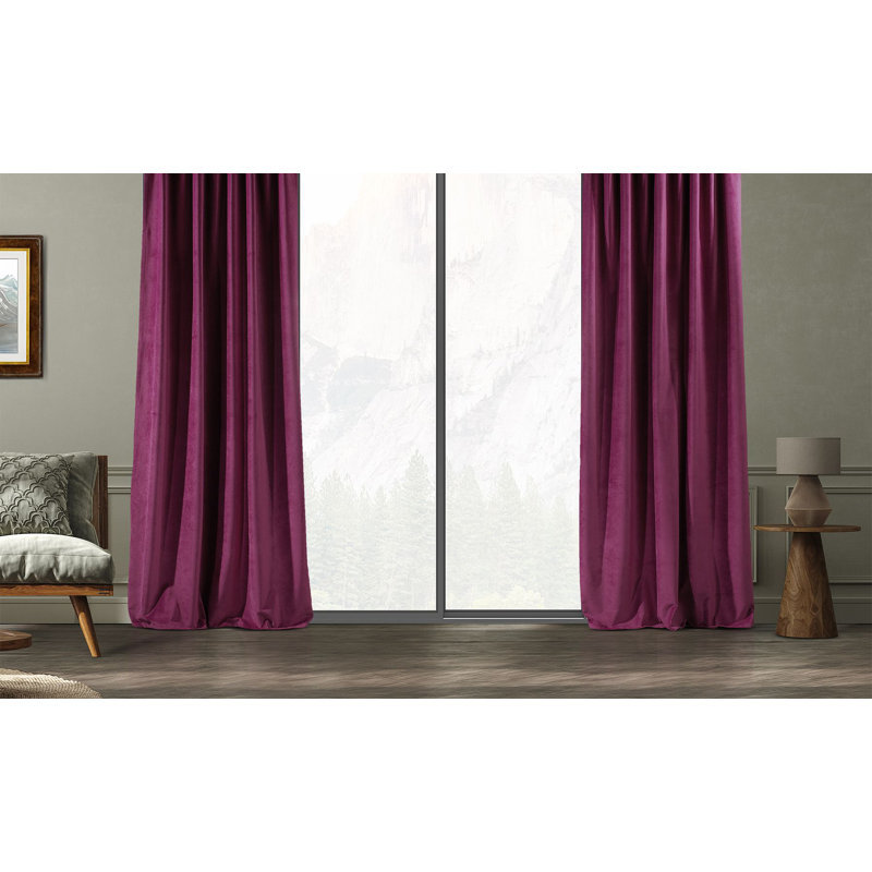 Blackout Single Curtain Panel, 260cm Width x 475cm Drop, Fushia