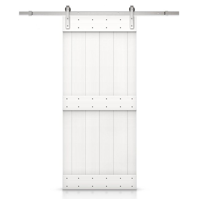 Porte de grange à panneaux Mid-Bar Series, 30 po x 84 po, Blanc, Acier inoxydable