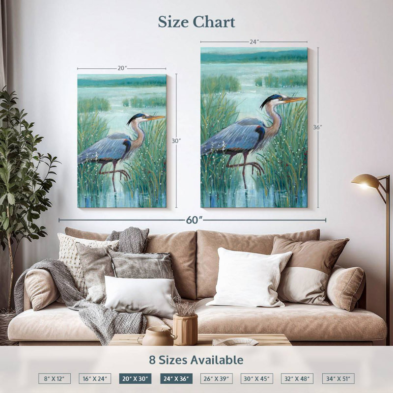 Brampt Wetland Heron I, 36" H x 24" W