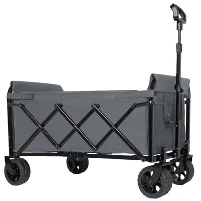 Collapsible Wagon With Wheels, Expandable Dual-Layer Utility Wagon, For Pet Riding, Groceries, Camping, Shopping, 220Lbs Capacity Grocery