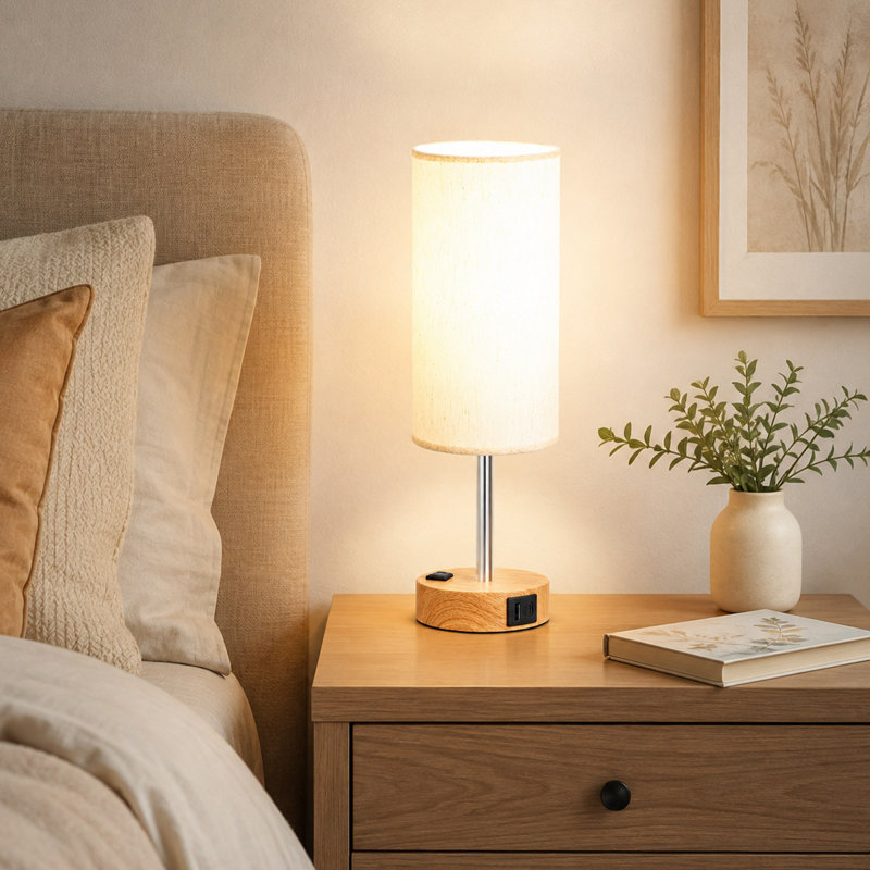 Lampe de chevet tactile de 14 pouces avec ports USB-C, USB-A et prise d'alimentation