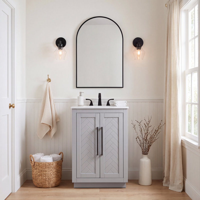 Meuble-lavabo simple 24 po, Gris