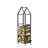 Hagenah 18'' W Metal House Log Rack with Wheels and 4-Piece Fireplace Tool Set