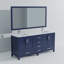 Meuble-lavabo double bleu marine 72 po X P 22 po D, comptoir en quartz blanc, ensemble de robinet et Miroir-477648700