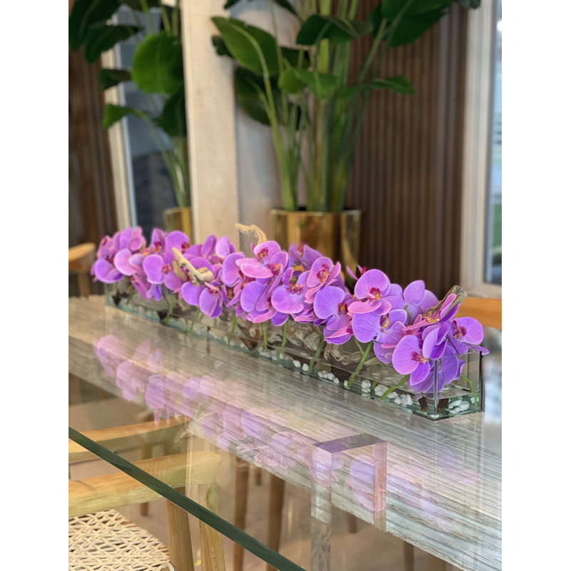 Orchid Floral Arrangement in Planter, Light Purple