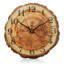 Vintage Farmhouse Tree-Stump Wall Clock, 12-Inch Rustic Brown Wooden Wall Clock with Annual Ring Texture, Silent Non-Ticking Battery-Powered Clock with Thickened MDF Dial for Living Room and Kitchen