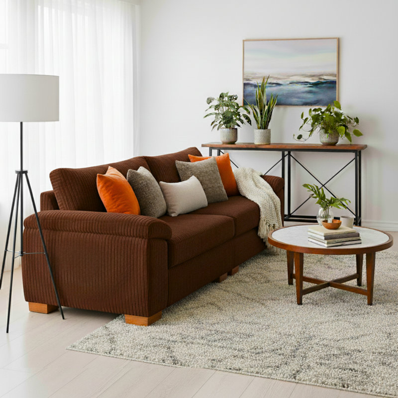 3 Seater Corduroy Sofa, Brown