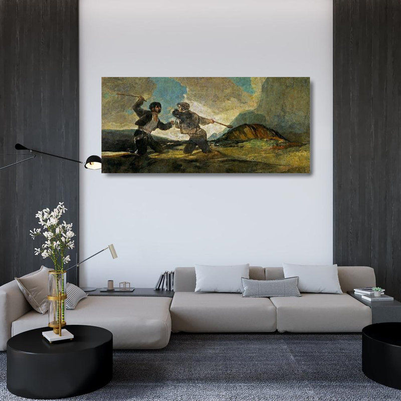 Art sur toile tendue avec Lark Manor ™ Goya, Francisco Gallery: Fight with Cudgels, H 24 po x l 48 po
