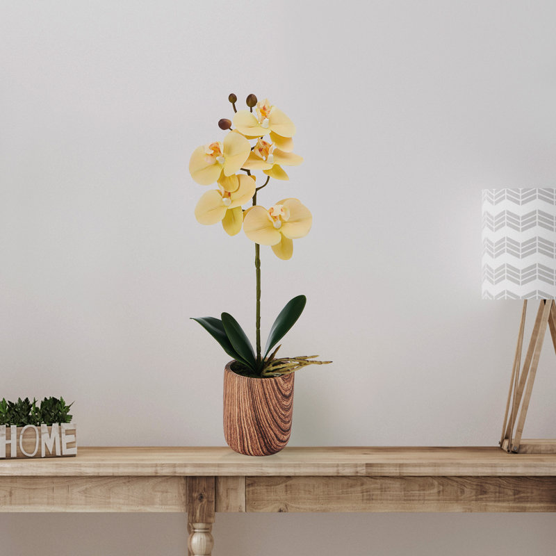16 in. Realistic Artificial Orchid with Decorative Pot