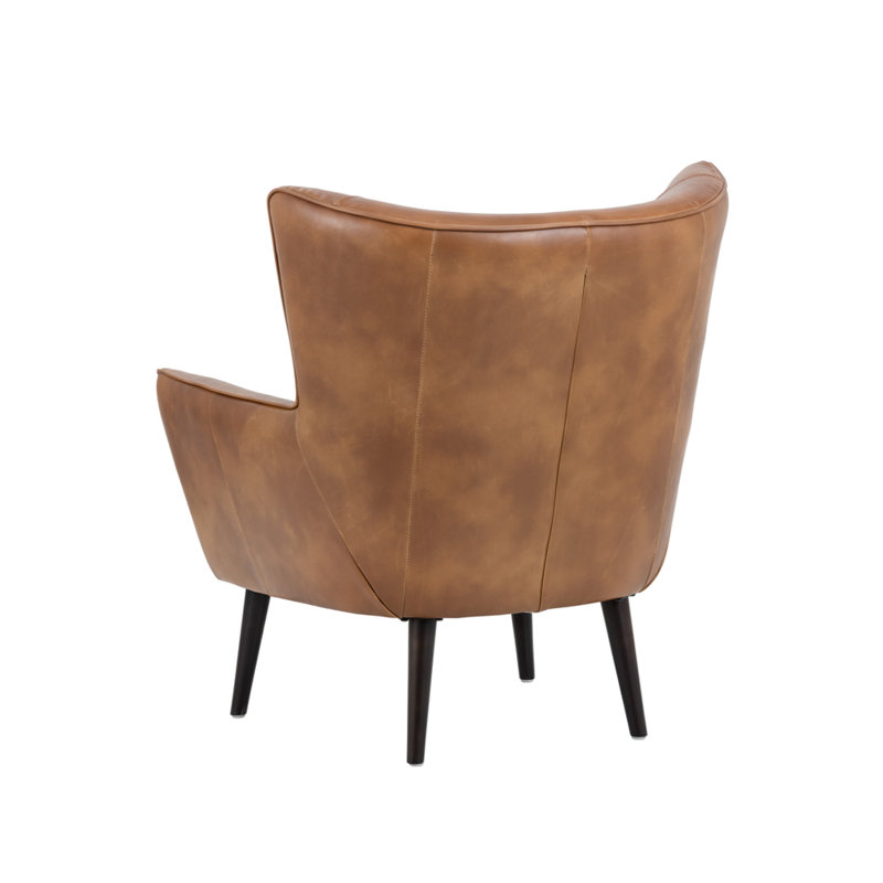 5West Wingback Chair, Tan Faux Leather