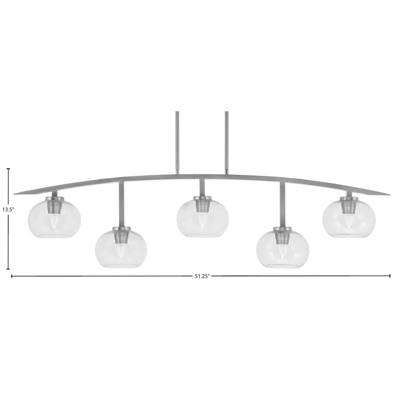 Barre d'éclairage 5 lumières kurve au fini graphite avec verre de 7 po, Transparent