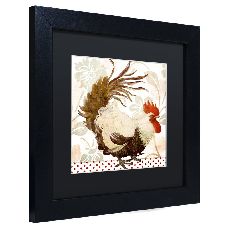 Jadaya «Rooster Damask II», impression encadrée, H 11 po x l 14 po x P 0,5 po, Noir