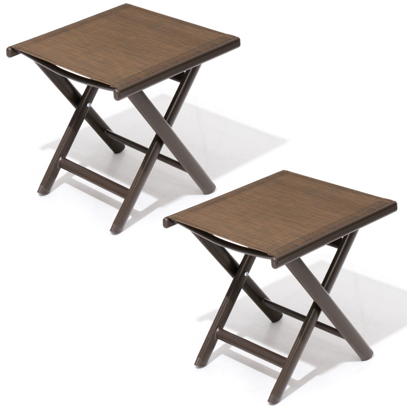 Table d'appoint rectangulaire pliante en aluminium pour l'extérieur, Brun