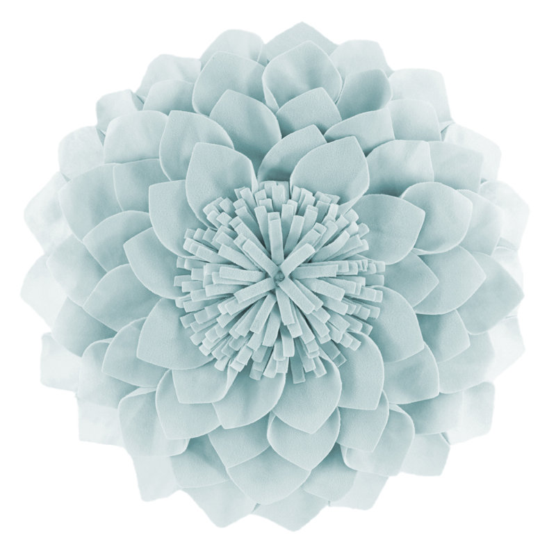  Housse de coussin décoratif à motif floral 3D, Bleu ciel, 12 po x 12 po