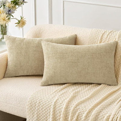 Paquet de 2 housses de coussins décoratifs beiges pour canapé-lit