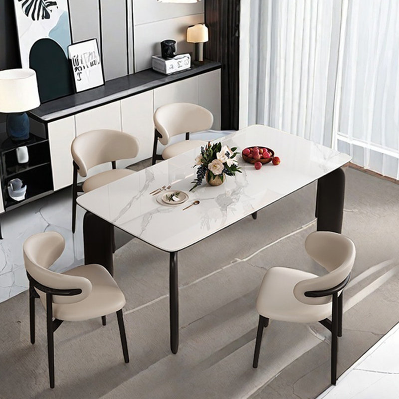 Premium sense  rock plate dining table sets, 29.52"H x 62.99"L x 31.49"W