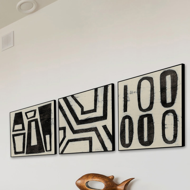 Triptyque «Hieroglyph», H 16 po x l 16 po x L 1,5 po