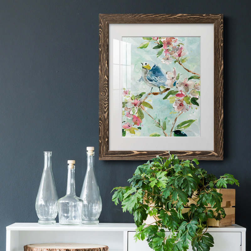 Asbury Garden Song II - peinture encadrée, H 24 po x l 18 po x P 1,5 po, Toile avec cadre en noyer