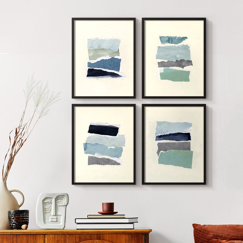 «Seaside Color Study I», reproduction encadrée - ensemble de 4, H 10 po x l 8 po, Noir