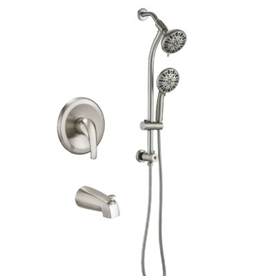Système de douche mural avec robinet à une poignée et ensemble de garniture de douche en acier inoxydable avec barre coulissante