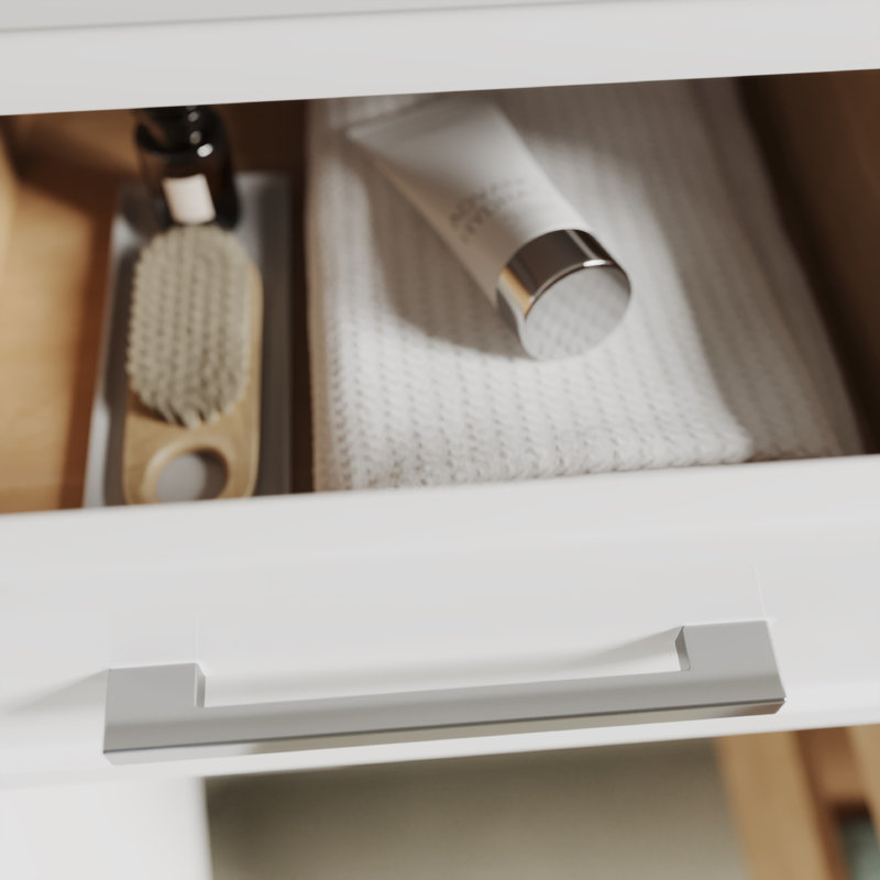 Meuble-lavabo simple 60 po avec comptoir en quartz Colaluca, Blanc