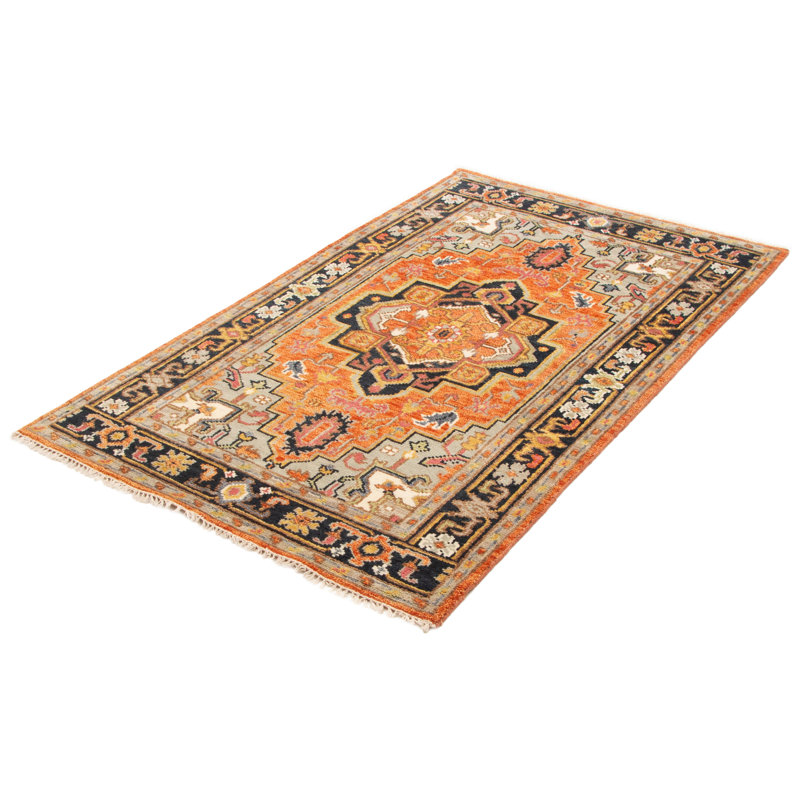 Tapis en laine cuivre foncé noué à la main 4 pi 11 po x 8 pi 1 po Jules Serapi