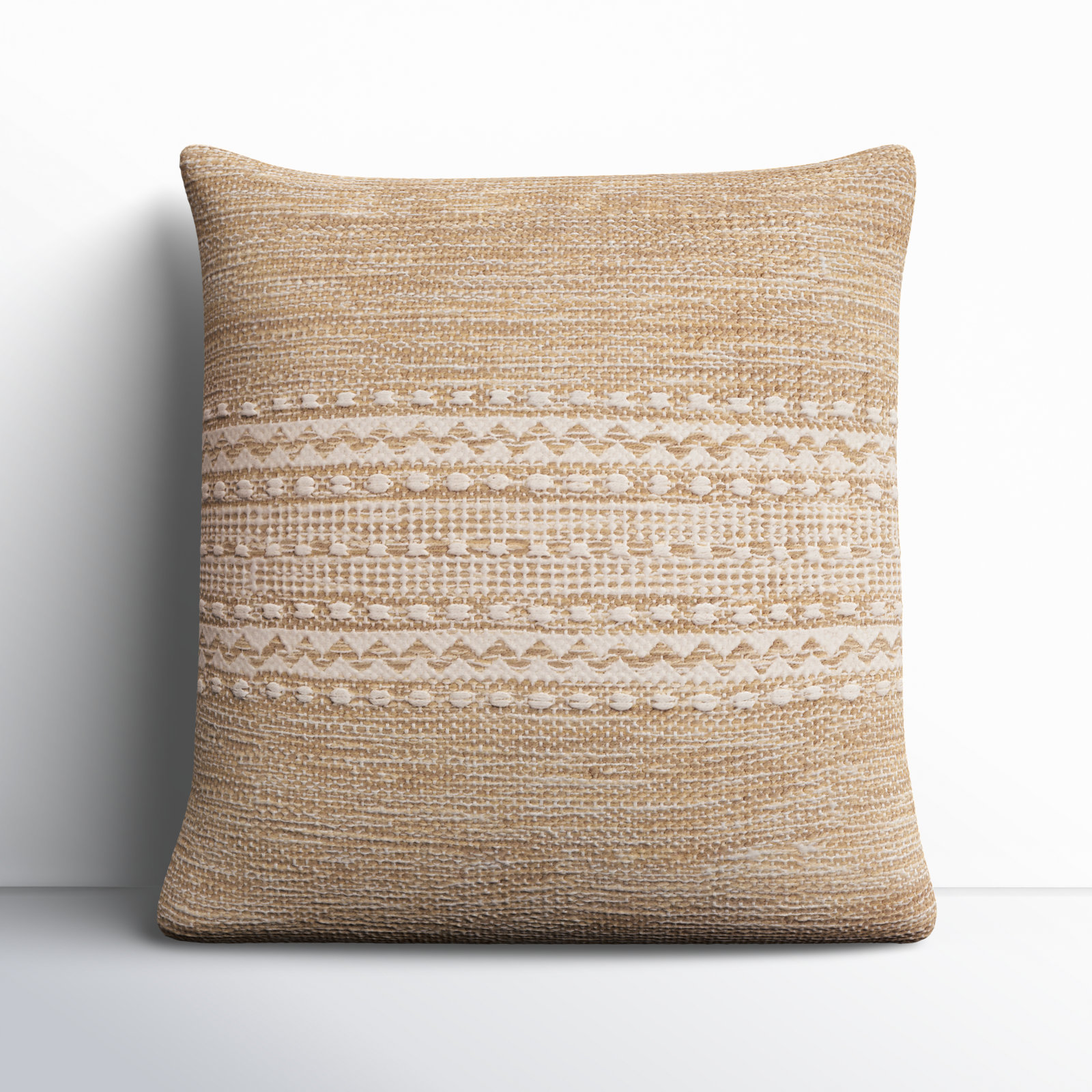 Julian Geometric Cotton Throw Pillow, Tan, 20" x 20", Pillow Cover Only - No Insert
