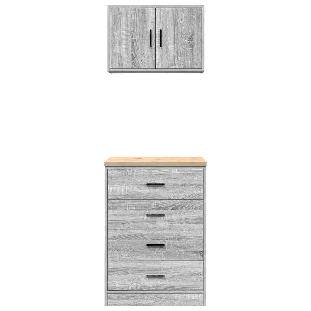 Garage Cabinets 2 Pcs Smoked Oak Engineered Wood