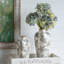 Élégant vase décoratif en céramique blanc avec motif floral gris 6,7 x 6,7 x 11,6 pouces pour la décoration intérieure-1031337285